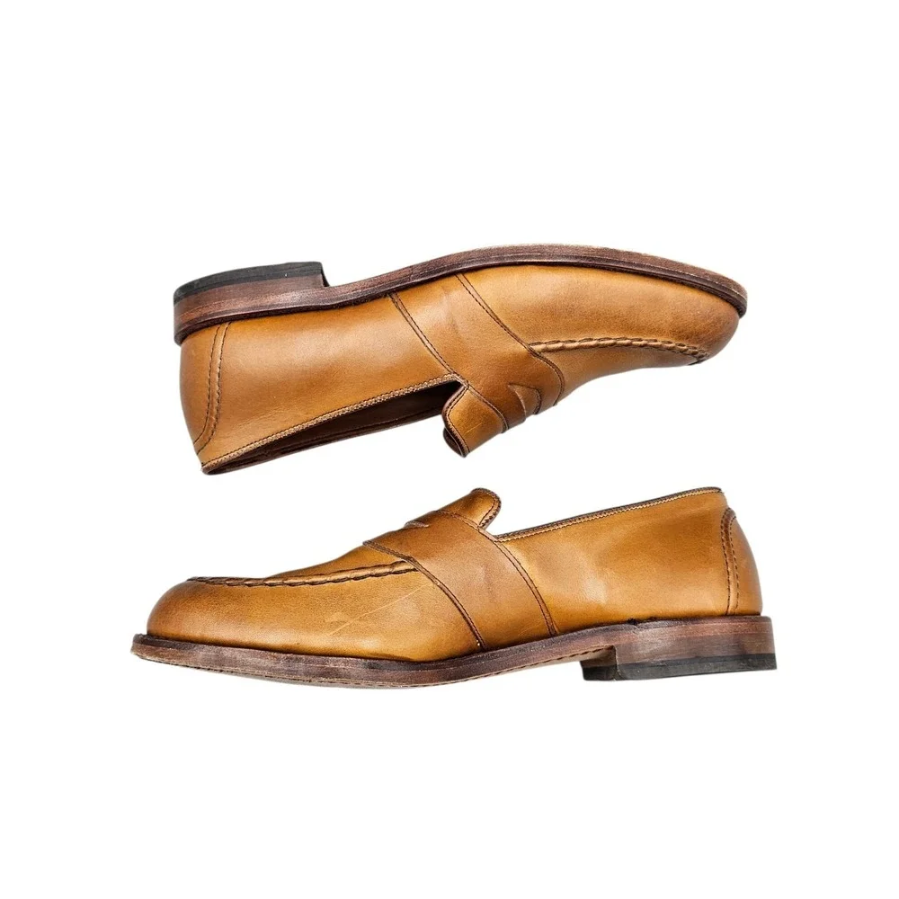Allen Edmonds Mens Size 9.5 EEE Xtra Wide EUC Randolph Tan Leather Penny Loafers